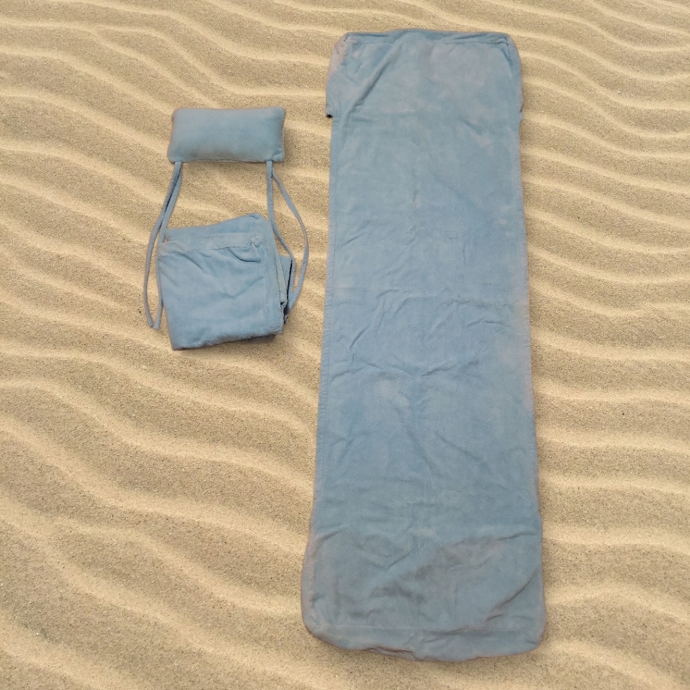 2 The Company Store Aqua Terry Cloth Washable Lounge Chair Covers With Pillow